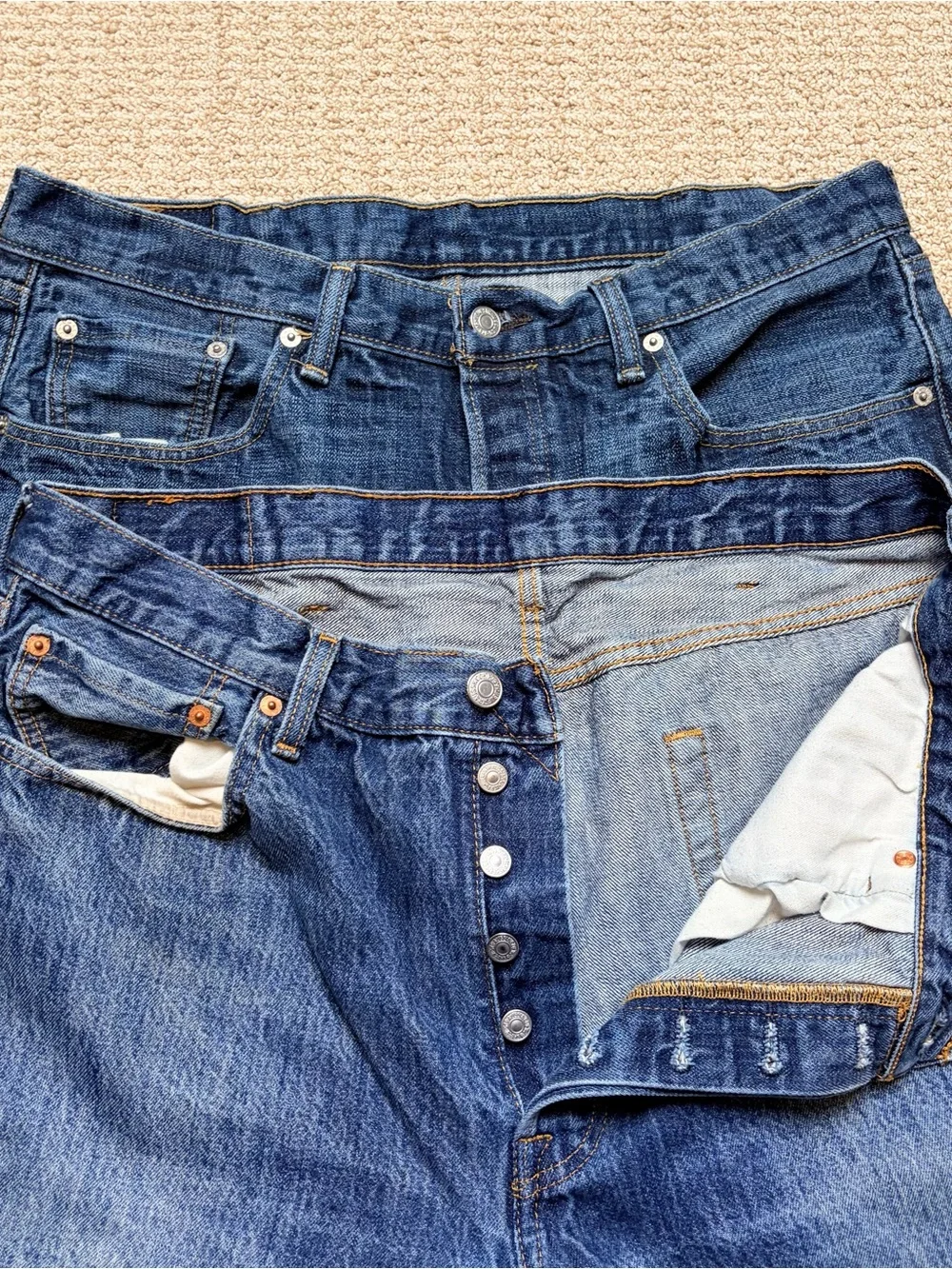 Levi's 501 Mens 38x30‎ Original Fit Jeans Blue Button Fly Denim Pant